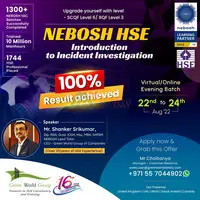 Register NEBOSH HSE Incident Investigation Course in Abu Dhabi