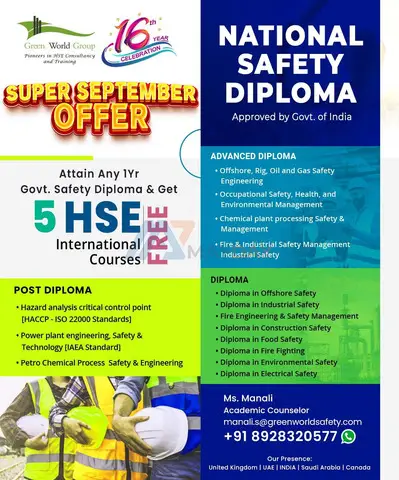 Green World’s Super September offer on National Safety Diploma Course - 1