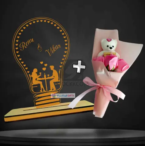 VALENTINE SPECIAL ACRYLIC LAMP AND TEDDY COMBO - 1/3
