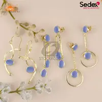 Exquisite Blue Lace Agate Earrings Set for Women - 1