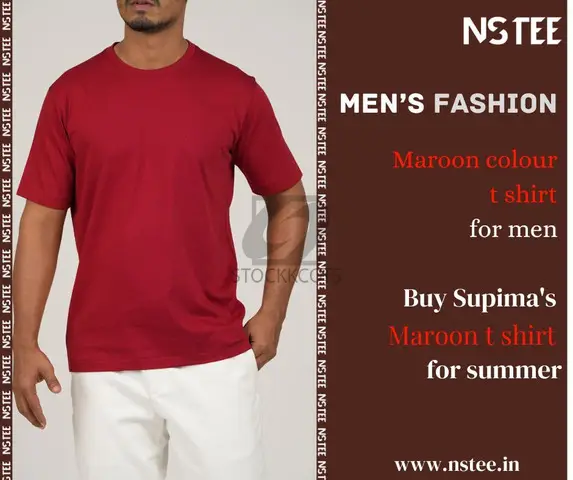 Maroon T-shirts for men - 1