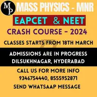 EAPCET & NEET Crash Course 2024, Offline/Online Classses by MassPhysics MNR - 1