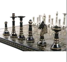 Hawaiian Crown Brass Metal Luxury Chess Pieces & Board Set - 14" Silve – royalchessmall - 1