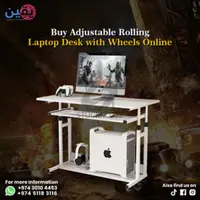 Buy Adjustable Rolling Laptop Desk with Wheels Online - 1