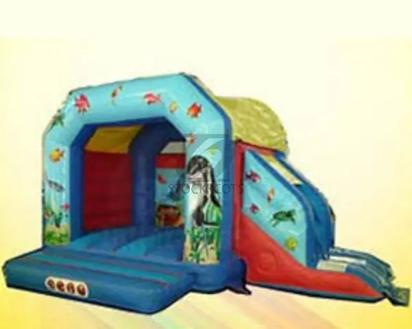 Underwater Themed Bouncy Castle With Side Slide - 1