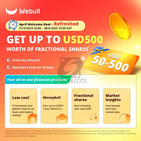 Receive about $50 - $500 with Webull