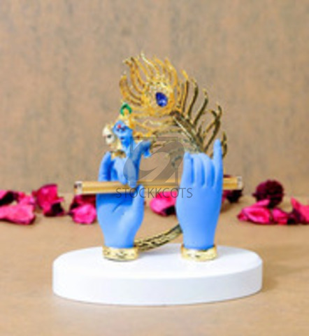 Krishna Ji Hand with Flute Gold Plated (Blue) - WeWrapSmile - 1/1
